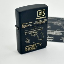 Glock Custom Zippo Lighter | Matte Black Zippo + Engraved Card | Made In USA picture