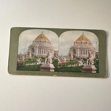Festival Hall & Statue Of Thomas Jefferson 1904 Antique Stereoview Card 5H6-3 picture
