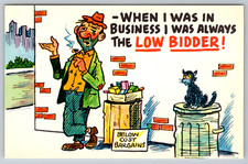 c1960s Homeless Hobo Bum Low Bidder Comic Humor Funny Chrome Postcard picture
