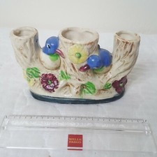 VTG Occupied Japan 2 Blue Bird 3 Section Ceramic Planter Vase  5 x 3.5 x 2.25