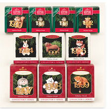 Hallmark Fabulous Decade Ornaments 1990-1999 Lot 10 Missing 1993 + Duplicate picture