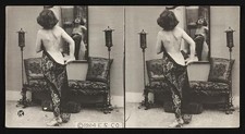 Photo:I'll Say She Is 1924 Vintage Stereoview Woman Mirror Backless Dress picture