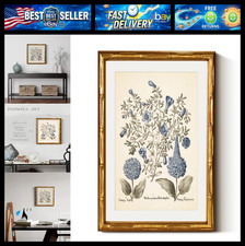 InSimSea Gold Bamboo Framed Wall Art, Retro Blue Hydrangea Prints, 11x14In picture