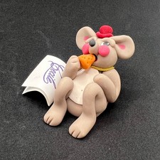 Cecile Baird Creations Handmade Polymer Clay Mouse Figurine Red Hat picture