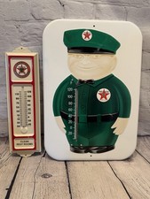 Vintage Texaco Thermometer Signs Lot of 2 Clean Rest Rooms Gas Station Attendant picture