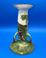ROYAL DOULTON ENGLAND FOX HUNT HUNTSMAN HOUNDS HORSES CANDLE STAND, early 1930's picture