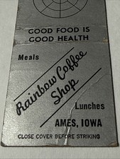 AMES IOWA Rainbow Coffee Shop Restaurant Vtg 1940s Matchbook Cover picture