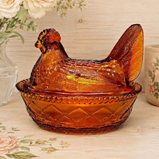 Westmoreland by Rosso Amber Glass Chicken Hen on Nest picture