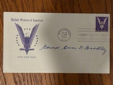 GEN OMAR N. BRADLEY Signed WWII 1942 Win The War FDC Beckett BAS Authentic picture