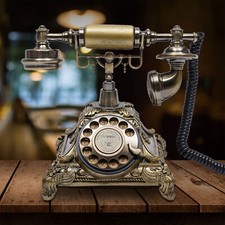 Antique Telephone Desk Phone European Style Old Fashioned Rotary Dial Phone picture