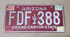 Vintage 1980s 1990s Arizona License Plate FDF 388 Grand Canyon State Cactus picture