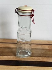Vintage MSRF Glass Canister with Rooster Ceramic Lid and Wire Bail Clasp picture