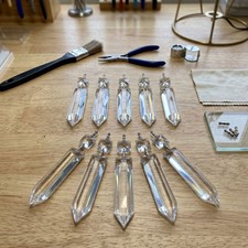 10 PCS, CRYSTAL CHANDELIER PRISM VINTAGE CHANDELIER LAMP PARTS, H: 4.5 