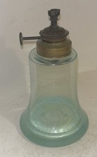 Antique 1830s FREE BLOWN WHALE OIL LAMP Aqua Colored Rough Pontil picture