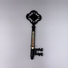 Vintage Cast Iron Skeleton Key Wall Thermometer Black 8.5” Decorative picture