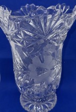 Vintage Imperial Lead Crystal Scalloped Top Vase Made in Poland picture