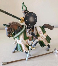 Schleich Green And White Tournament Knight And Horse,Excellent Condition picture