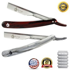10 BLADES + BARBER SALON SHAVETTE STRAIGHT SHAVING RAZORS FOLDING KNIFE 2 PC picture