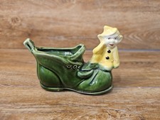 Vintage Cute Pixie Boot Planter 1950s Midcentury - Retro Elf Yellow Suit on Shoe picture