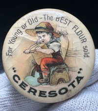 ANTIQUE CERESOTA FOR YOUNG OR OLD THE BEST FLOUR SOLD COLOR PIN E968 picture