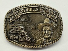 1990 Flint Hills Rodeo Strong City KS EC Roberts Limited Ed. Belt Buckle Sealed picture
