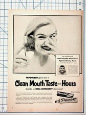 Vintage 1950s Pepsodent Toothpaste Ad Clean Mouth Taste Oral Detergent picture