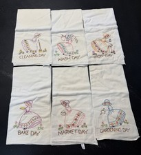 Embroidered Southern Belle Kitchen Towels Set 6 Days of Week 28x30 Cotton picture