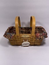 Longaberger 1999 Woven Memories Basket Homestead Charm Handles Floral Liner picture