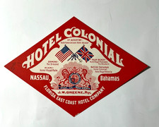 Vintage British Colonial Hotel ~NASSAU BAHAMAS~ Luggage Label picture