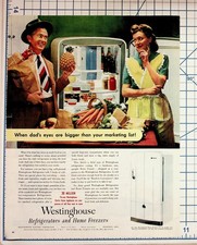 1942 Westinghouse Refrigerator Ad Pre-War Home Freezer Dad Mom Kitchen Art picture