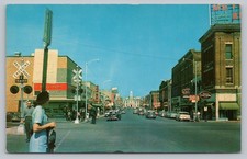 Pine Bluff AR Main St Jefferson Co Court House Lea's Stores Signs Postcard G3 picture