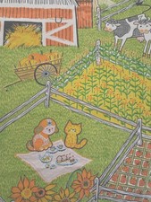 1970's Sears 🌼 KATIE DOWN ON THE FARM 🐷 Full/Queen Bedspread NWOT picture