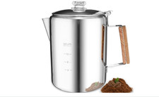 Vintage Camping Stove Top Percolator Coffee Maker Pot Stainless Steel Heavy Duty picture