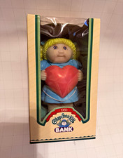 Cabbage Patch Kids 1985 Original Plastic Bank Doll Holding Red Heart in Box picture