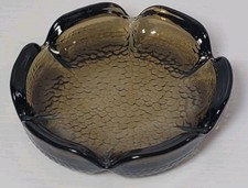 Vintage Brown Amber Pebbled Glass Ashtray picture