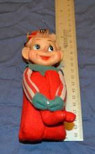 vintage Knee Hugger Elf MCM Christmas Pixie Rubber Face Japan striped sleeves picture