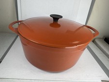 Vintage Cousances No 24 Enameled Cast Iron Dutch Oven Orange France 1960s RARE picture