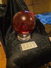 ANTIQUE LARGE RED EXIT GOLD LEAF GLASS GLOBE/ THEATER/POPCORN WAGON NICE picture