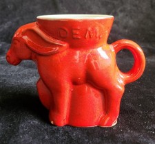 Vtg Frankoma Pottery Red Donkey Mug Cup 1976 Democrat Political Bicentennial picture