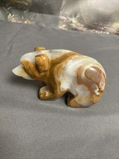 Carved Stone Onyx Marble Alabaster Bear Figurine 4in. X 2 3/4in. picture