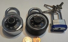 Lot of 3 Padlocks 2 Combination Locks with Codes 1 Keyed Lock with Keys picture