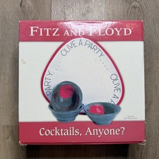 NEW Fitz & Floyd Olive A Party Cocktail Serving Platter Tray 2 Bowls Charcuterie picture