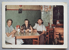 Man Women Drinking Hudepohl & Burger Beer at Cafe Bar 1950s Snapshot Photo 1968 picture