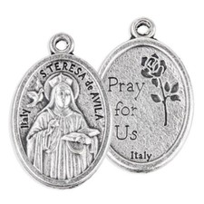 Saint St. Teresa of Avila - Pray for Us - Oxidized Die Cast Italian 1