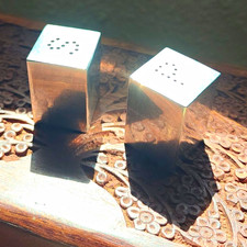 Rare 1935 Charles Sheeler Art Deco Aluminum Cube Salt & Pepper Shakers Revere picture