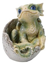 Adorable Green Baby Dragon Hatchling Cracking Out of Egg Shell Figurine 4