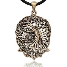 Bronze Celtic Knot World Tree of Life Pendant with Rising Sun Knotwork Necklace picture