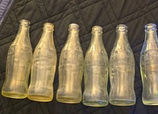 Coca Cola 1970s Vintage Bottles 10floz Raised Letters (Lot Of 6) Pre-owned)  picture