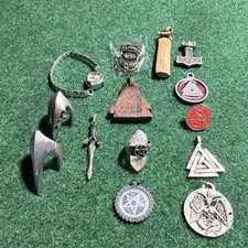 Mixed lot of occult, esoteric, and Norse-pagan-themed jewelry and talismans picture