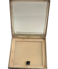 Antique Vintage Sterling Silver 925 Makeup Compact Mirror Case Box 3 X 3 VGC picture